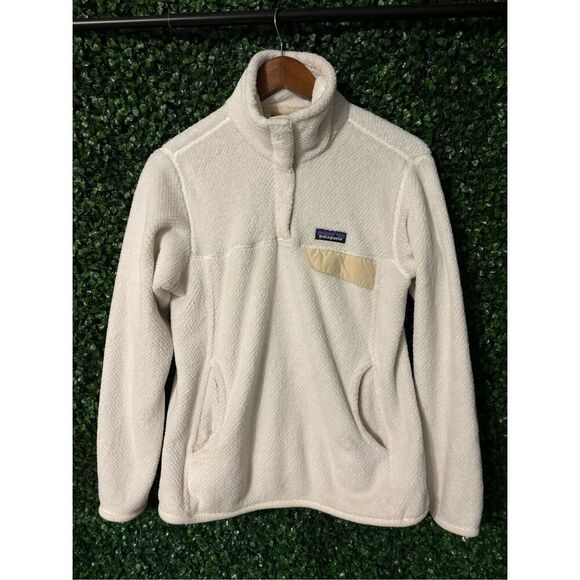 Patagonia White and Cream Snap Tool Pullover Soft Sweater Size Medium - Picture 1 of 4